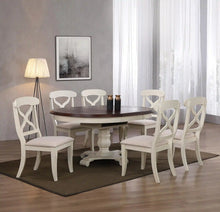 Load image into Gallery viewer, Sunset Trading Andrews 7 Piece 48&quot; Round or 66&quot; Oval Extendable Dining Set | Butterfly Leaf Table | Antique White and Chestnut Brown | Seats 6