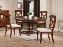 Load image into Gallery viewer, Sunset Trading Andrews 5 Piece 48&quot; Round or 66&quot; Oval Extendable Dining Set | Butterfly Leaf Table | Chestnut Brown | Seats 6