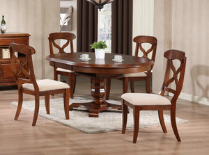 Sunset Trading Andrews 5 Piece 48" Round or 66" Oval Extendable Dining Set | Butterfly Leaf Table | Chestnut Brown | Seats 6