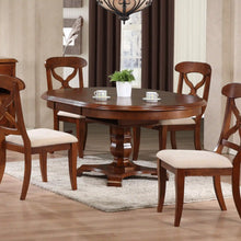 Load image into Gallery viewer, Sunset Trading Andrews 48&quot; Round or 66&quot; Oval Butterfly Leaf Extendable Dining Table | Chestnut Brown | Seats 6