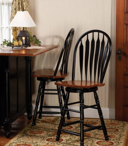 Sunset Trading Black Cherry Selections 24" Swivel Barstool | Counter Height Stool | Antique Black and Cherry 