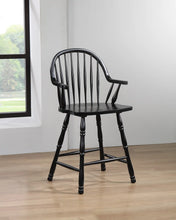 Load image into Gallery viewer, Sunset Trading Black Cherry Selections 24&quot; Windsor Barstool with Arms | Counter Height Stool | Antique Black | Set of 2