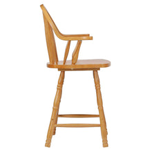 Load image into Gallery viewer, Sunset Trading Oak Selections 24&quot; Windsor Barstool with Arms | Light Oak | Counter Height Stool | Set of 2