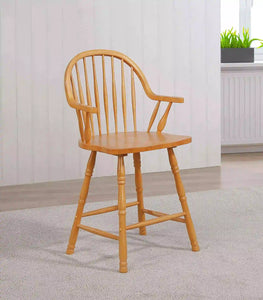 Sunset Trading Oak Selections 24" Windsor Barstool with Arms | Light Oak | Counter Height Stool | Set of 2