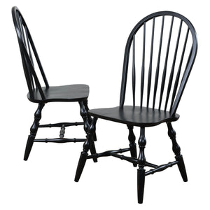 Sunset Trading Black Cherry Selections Windsor Spindleback Dining Chair | Antique Black | Set of 2