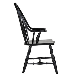 Sunset Trading Black Cherry Selections Windsor Spindleback Dining Chair with Arms | Antique Black