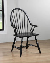 Load image into Gallery viewer, Sunset Trading Black Cherry Selections Windsor Spindleback Dining Chair with Arms | Antique Black