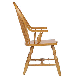 Sunset Trading Oak Selections Windsor Dining Chair with Arms | Light Oak Armchair