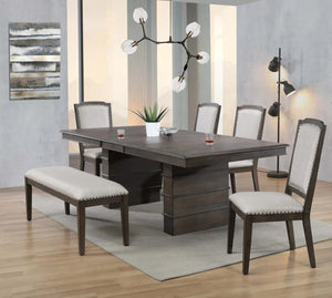 Sunset Trading Cali 6 Piece 96" Rectangular Extendable Dining Table Set | Brown Solid Wood | 4 Chairs and Bench | Seats 8