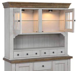 Sunset Trading Country Grove Buffet and Lighted Hutch | Distressed Gray and Brown Wood