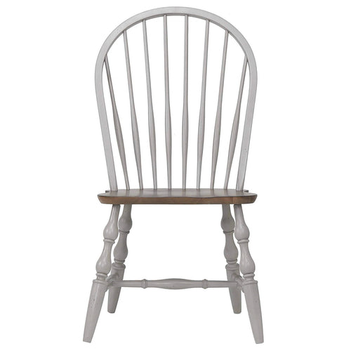 Sunset Trading Country Grove Windsor Dining Chair | Distressed Gray and Brown Wood | Set of 2