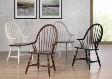 Load image into Gallery viewer, Sunset Trading Country Grove Windsor Dining Chair with Arms| Distressed Gray and Brown Wood