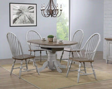Load image into Gallery viewer, Sunset Trading Country Grove 42&quot; Round to 60&quot; Oval Extendable Dining Table Set | 2 Arm Chairs | Distressed Gray and Brown Wood | Seats 6