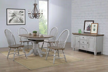 Load image into Gallery viewer, Sunset Trading Country Grove 42&quot; Round to 60&quot; Oval Extendable Dining Table Set | 2 Arm Chairs | Buffet | Distressed Gray and Brown Wood | Seats 6