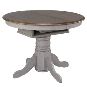Sunset Trading Country Grove 42" Round to 60" Oval Extendable Dining Table | Distressed Gray and Brown Wood | Seats 6