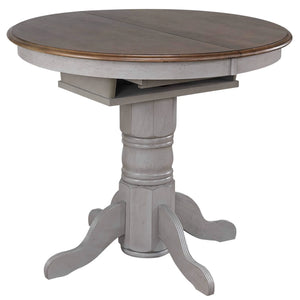 Sunset Trading Country Grove 42" Round to 60" Oval Extendable Pub Table | Counter Height Dining | Distressed Gray and Brown Wood | Seats 6