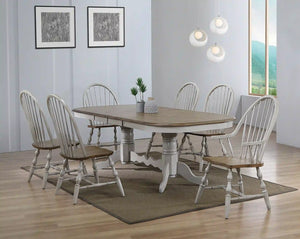 Sunset Trading Country Grove 7 Piece 96" Oval Double Pedestal Extendable Dining Table Set | 2 Arm Chairs | Distressed Gray and Brown Wood | Seats 10
