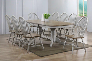 Sunset Trading Country Grove 9 Piece 96" Oval Double Pedestal Extendable Dining Table Set | 2 Arm Chairs | Distressed Gray and Brown Wood | Seats 10