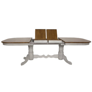Sunset Trading Country Grove 96" Oval Double Pedestal Extendable Dining Table | Distressed Gray and Brown Wood | Seats 10