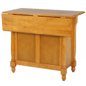 Sunset Trading Light Oak Expandable Drop Leaf Kitchen Island with 2 Swivel Stools | Breakfast Bar | Drawers and Cabinet