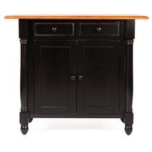 Load image into Gallery viewer, Sunset Trading Antique Black Expandable Kitchen Island with Cherry Drop Leaf Top | Drawers and Cabinet