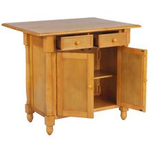 Load image into Gallery viewer, Sunset Trading Light Oak Extendable Kitchen Island with Drop Leaf Top | Drawers and Cabinet
