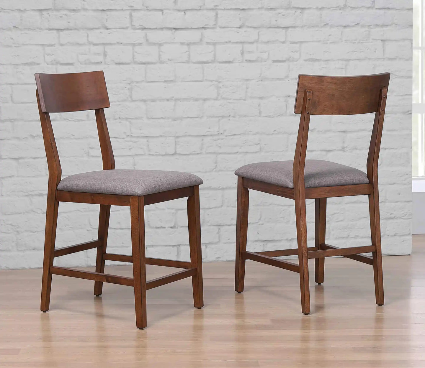 Sunset Trading Mid Century Bar Stool | Counter Height | Padded Performance Fabric Seat  | Set of 2