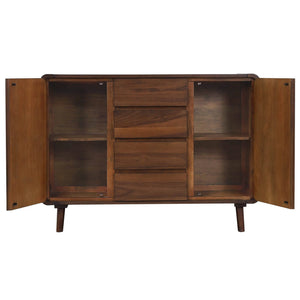 Sunset Trading Mid Century Server | 4 Drawers and 2 Storage Cabinets