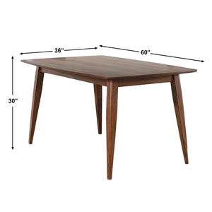 Sunset Trading Mid Century 60" Rectangular Dining Table | Danish Brown Wood | Seats 4,6  