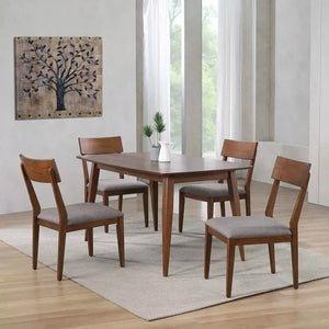 Sunset Trading Mid Century 5 Piece 60" Rectangular Dining Table Set | Padded Performance Fabric Seats | Seats 4, 6