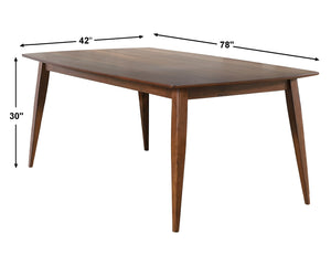Sunset Trading Mid Century 78" Rectangular Dining Table | Danish Brown Wood | Seats 6  