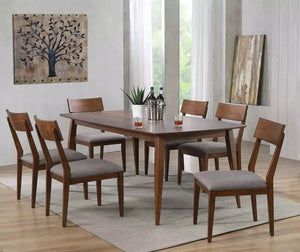 Sunset Trading Mid Century 7 Piece 78" Rectangular Dining Table Set | Padded Performance Fabric Seats | Seats 6