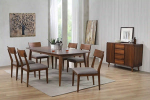 Sunset Trading Mid Century 8 Piece 78" Rectangular Dining Table Set | Padded Performance Fabric Seats | Server | Seats 6