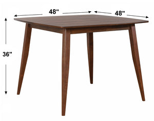 Sunset Trading Mid Century 48" Square Counter Height Pub Dining Table | Danish Brown Wood | Seats 4,6  