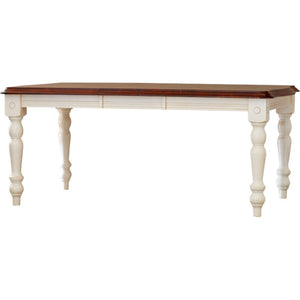 Sunset Trading Andrews 72" Rectangular Extendable Dining Table | Distressed Antique White and Chestnut Brown | Seats 8