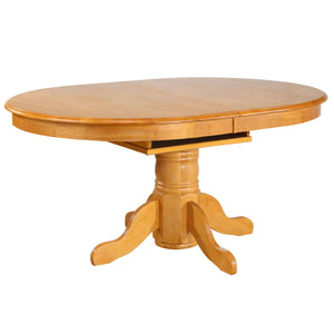 Sunset Trading Oak Selections 66" Oval Pedestal Extendable Butterfly Leaf Dining Table | Light Oak | Seats 6