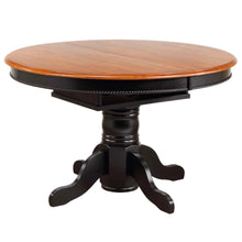 Load image into Gallery viewer, Sunset Trading Black Cherry Selections 48&quot; Round to 66&quot; Oval Extendable Pedestal Dining Table | Antique Black with Cherry Butterfly Leaf Top | Seats 6