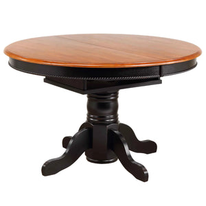 Sunset Trading Black Cherry Selections 48" Round to 66" Oval Extendable Pedestal Dining Table | Antique Black with Cherry Butterfly Leaf Top | Seats 6