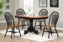 Load image into Gallery viewer, Sunset Trading Black Cherry Selections 5 Piece 60&quot; Oval Extendable Dining Set | Pedestal Table | 4 Arrowback Windsor Chairs | Seats 6