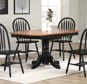 Sunset Trading Black Cherry Selections 60" Oval Extendable Pedestal Dining Table | Antique Black with Cherry | Seats 6