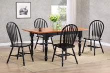 Load image into Gallery viewer, Sunset Trading Black Cherry Selections 5 Piece 72&quot; Rectangular Drop Leaf Extendable Dining Set | Arrowback Windsor Chairs | Antique Black and Cherry | Seats 8