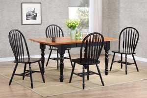 Sunset Trading Black Cherry Selections 5 Piece 72" Rectangular Drop Leaf Extendable Dining Set | Arrowback Windsor Chairs | Antique Black and Cherry | Seats 8