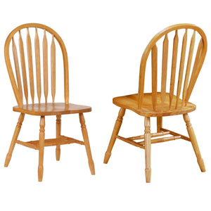 Sunset Trading Oak Selections 7 Piece 72" Rectangular Drop Leaf Extendable Dining Set | Arrowback Windsor Chairs | Light Oak | Seats 8
