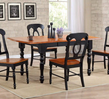 Load image into Gallery viewer, Sunset Trading Black Cherry Selections 72&quot; Rectangular Drop Leaf Extendable Dining Table | Antique Black with Cherry Top | Seats 8