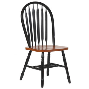 Sunset Trading Black Cherry Selections 3 Piece 42" Round Extendable Dining Set with 2 Arrowback Windsor Chairs | Drop Leaf Table | Seats 6