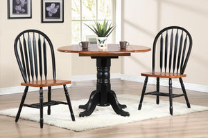 Sunset Trading Black Cherry Selections 42" Round Extendable Drop Leaf Dining Table | Antique Black and Cherry | Seats 6