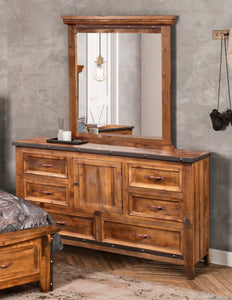 Sunset Trading Rustic City Dresser with Mirror| 6 Drawers| Storage Cabinet