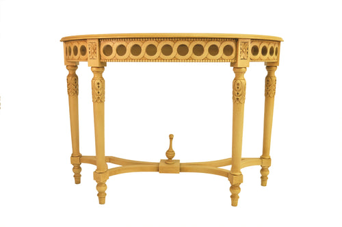 Neoclassical Demilune Console w/ Crackle Finish Table Top