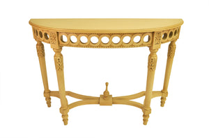 Neoclassical Demilune Console w/ Crackle Finish Table Top