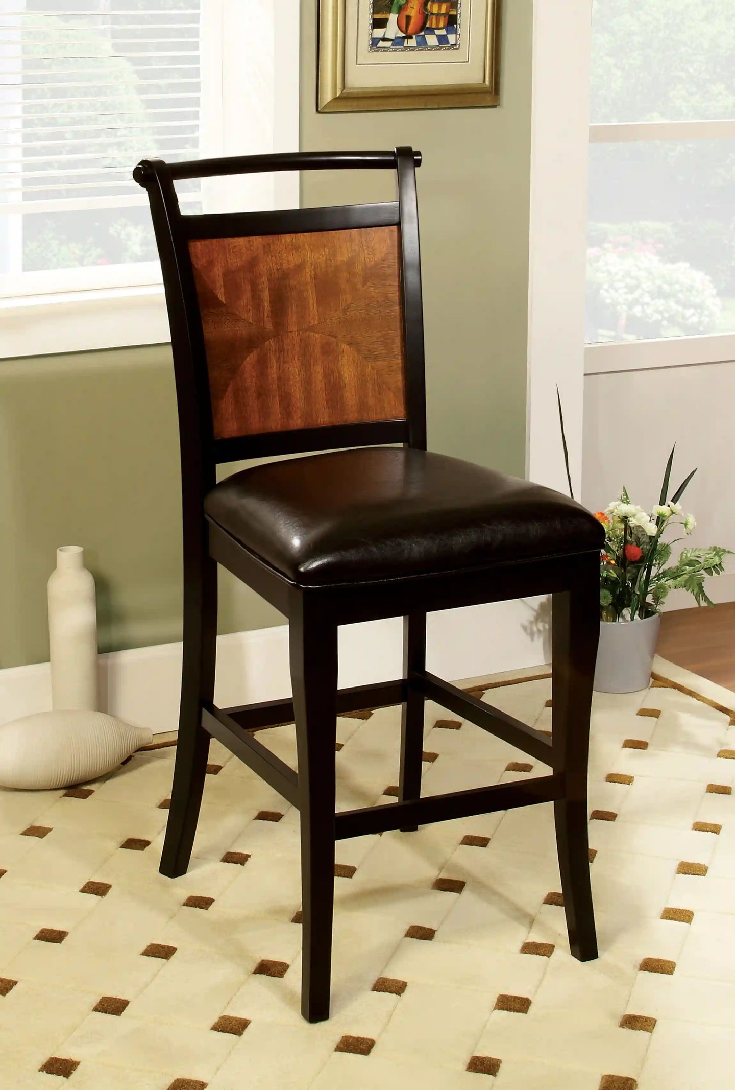 Furniture of America Ernst Transitional Padded Counter Height Chairs (Set of 2) - IDF-3034PC